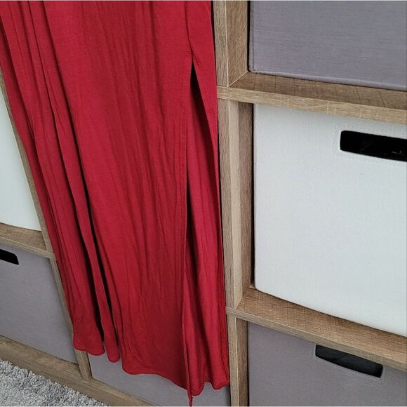 Venus Red Long Sleeve Draped Maxi Dress Size L - Picture 9 of 14